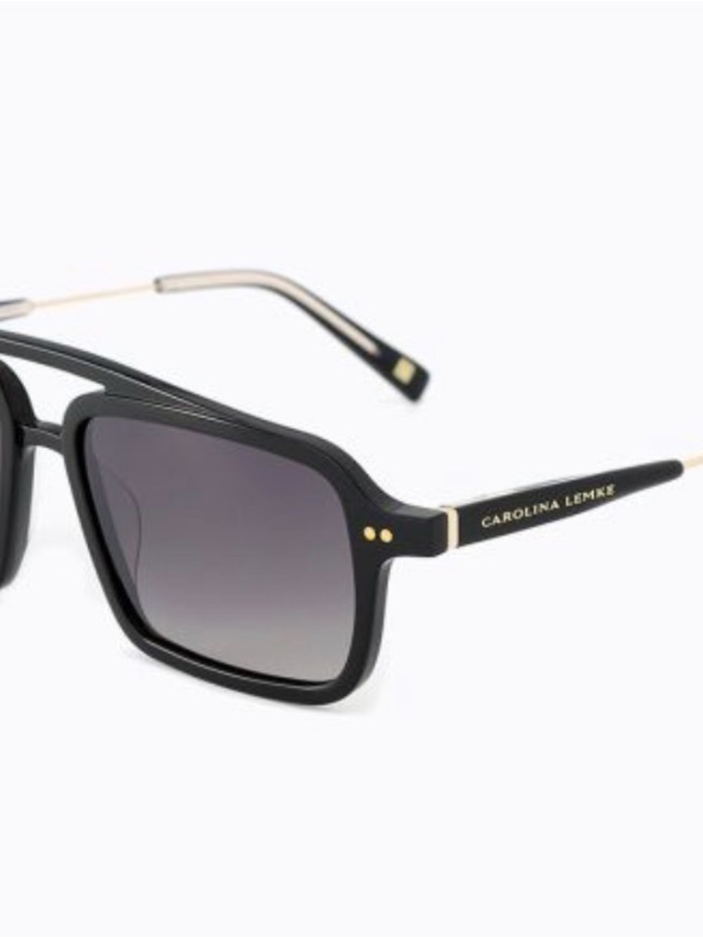 Carolina Lemke Women's Black Square Sunglasses with Gradient Lenses